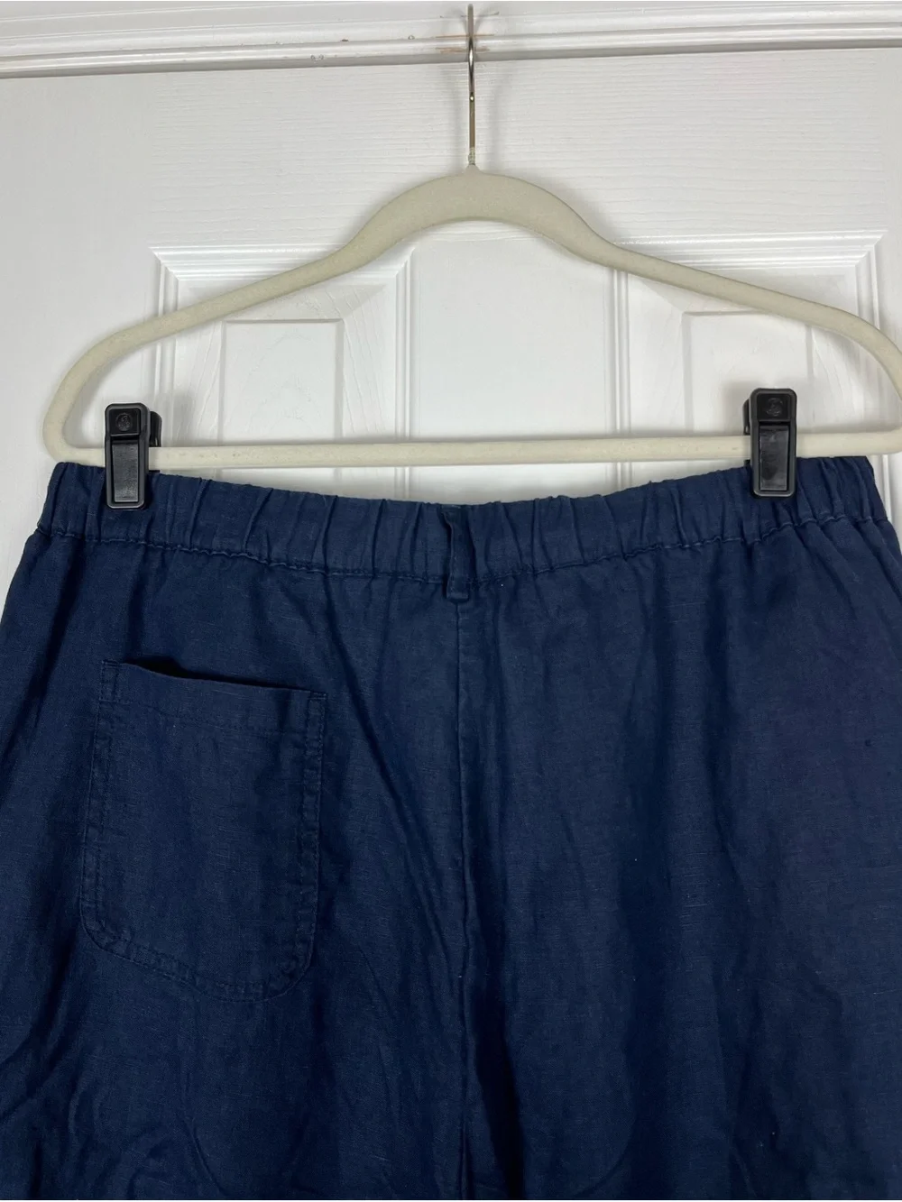 Quince European Linen Pants Wide Leg Ankle/Crop Pants Sz L Navy Minimalist